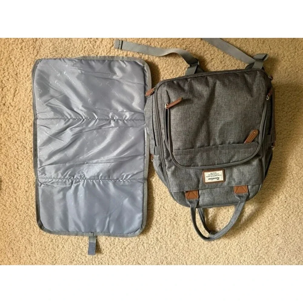 Ruvalino Diaper Bag Backpack Unisex Large Gray Excellent Insulated Pockets & Pad